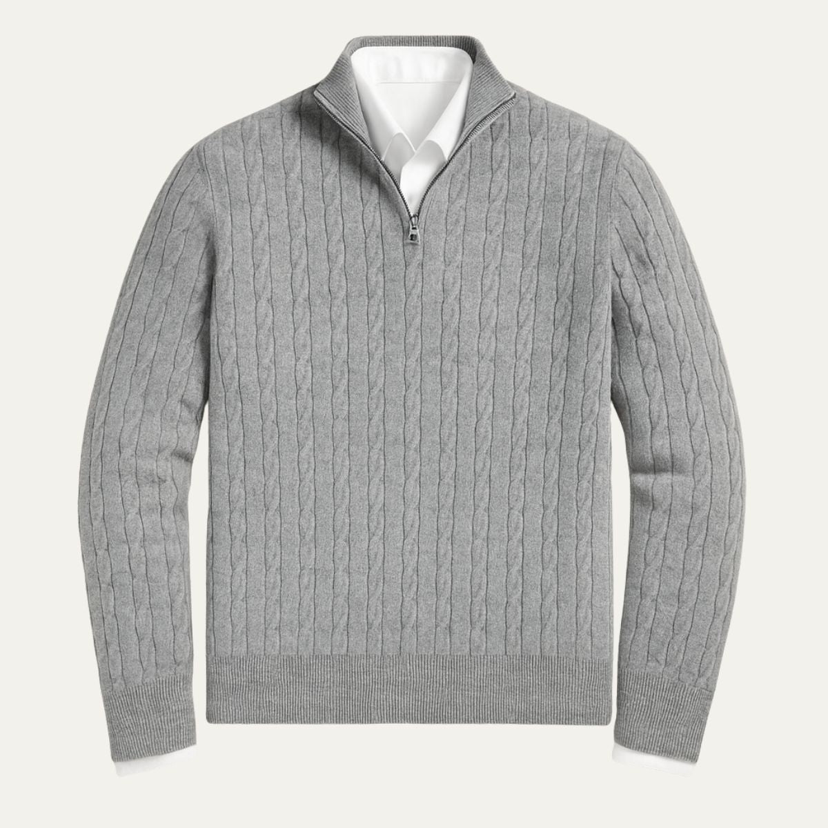 The St. Moritz Cable Knit Zipper Sweater for Men Old Money Style