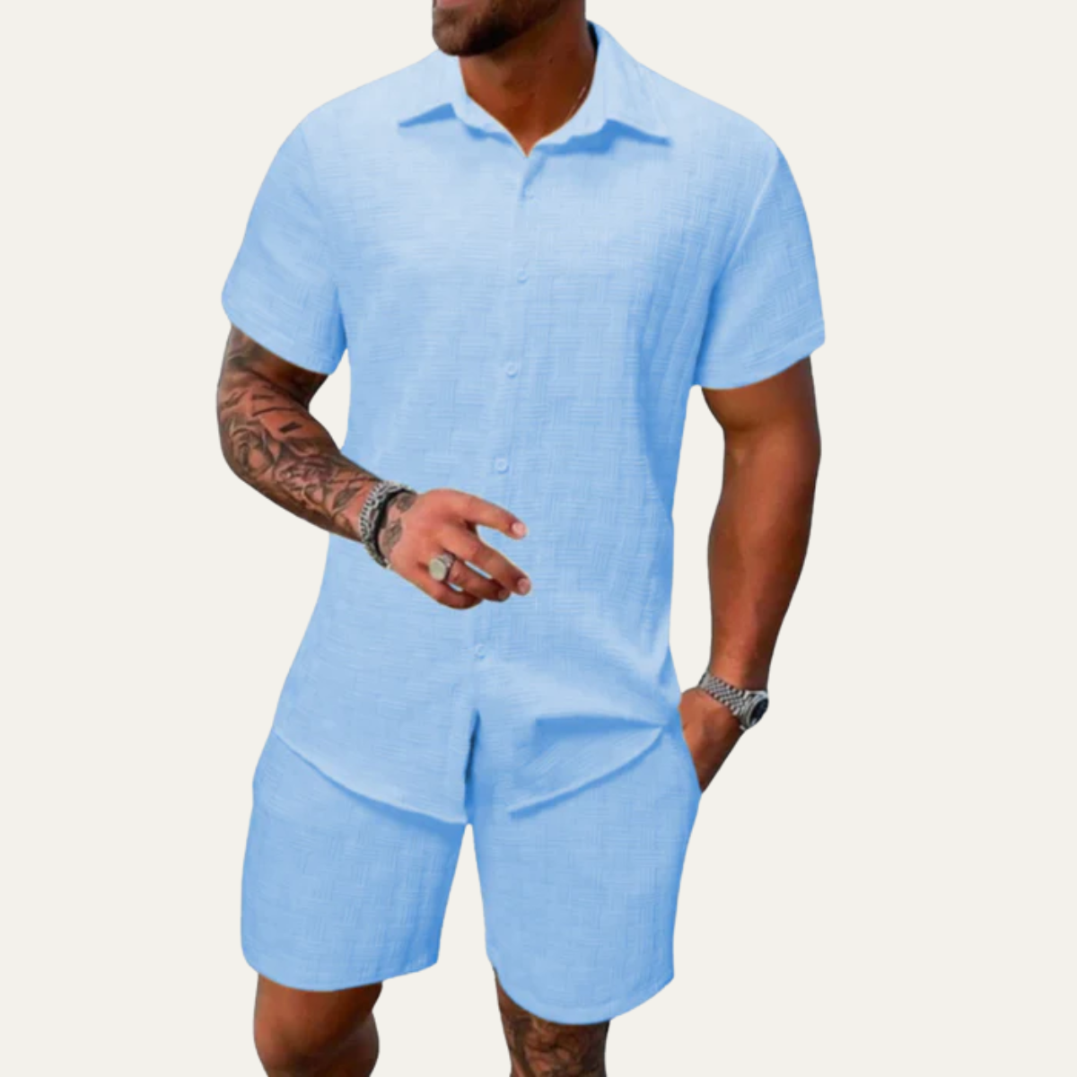 The Ortisei Men’s Casual Summer Outfit - Shirt & Shorts Co Ord Set