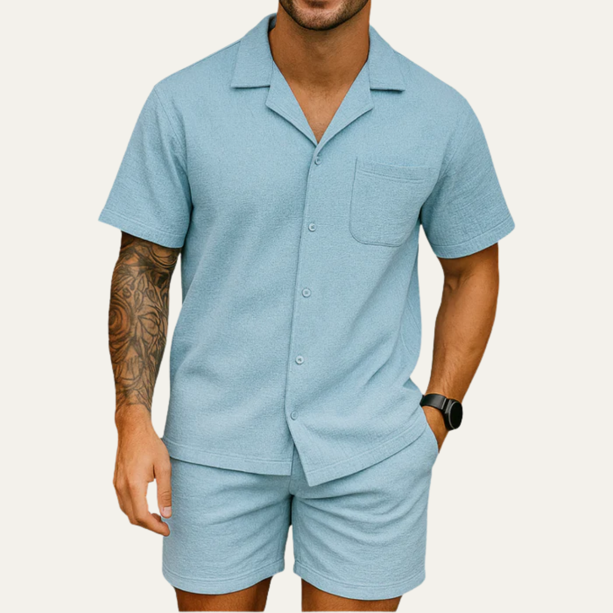 The Polignano Men’s Casual Summer Set - Shirt & Shorts