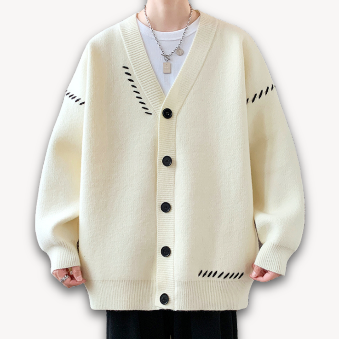 Men's Knitted Cardigan - Button-Up, Soft Wool Blend, Casual Winter Wear