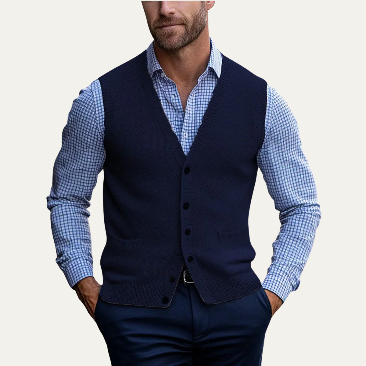 Men’s Smart Casual Button Front Knit Vest