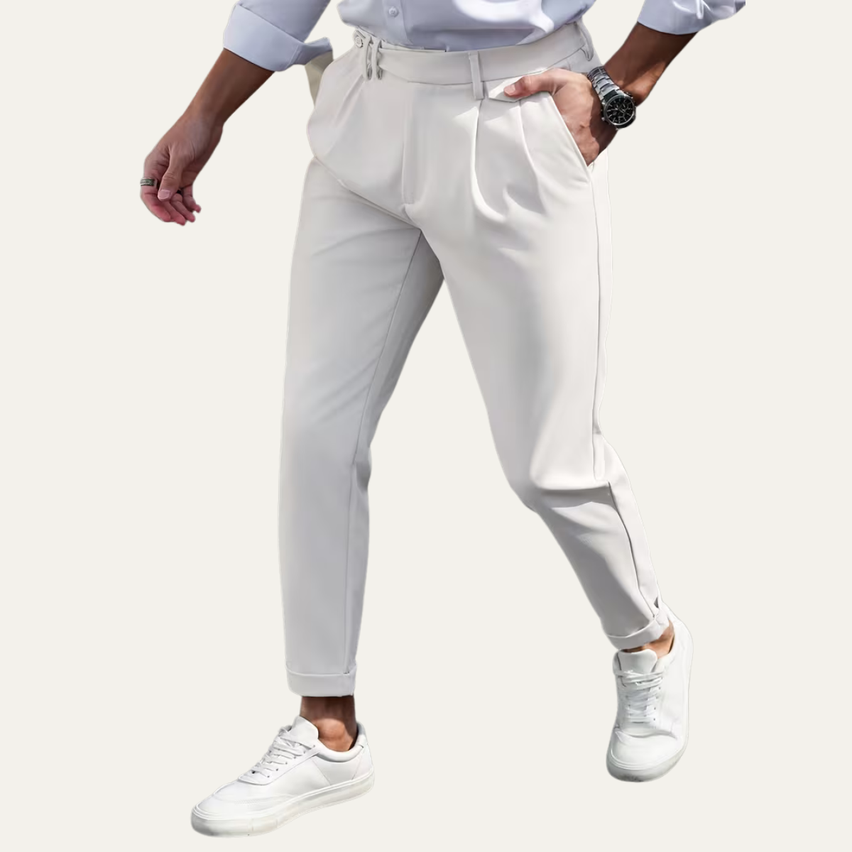 The Burleigh Men’s Tailored Slim Fit Pleated Casual Dress Pants