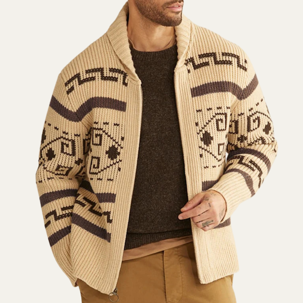 The Serravalle Men’s Button-Up Knit Cashmere Shawl Collar Cardigan