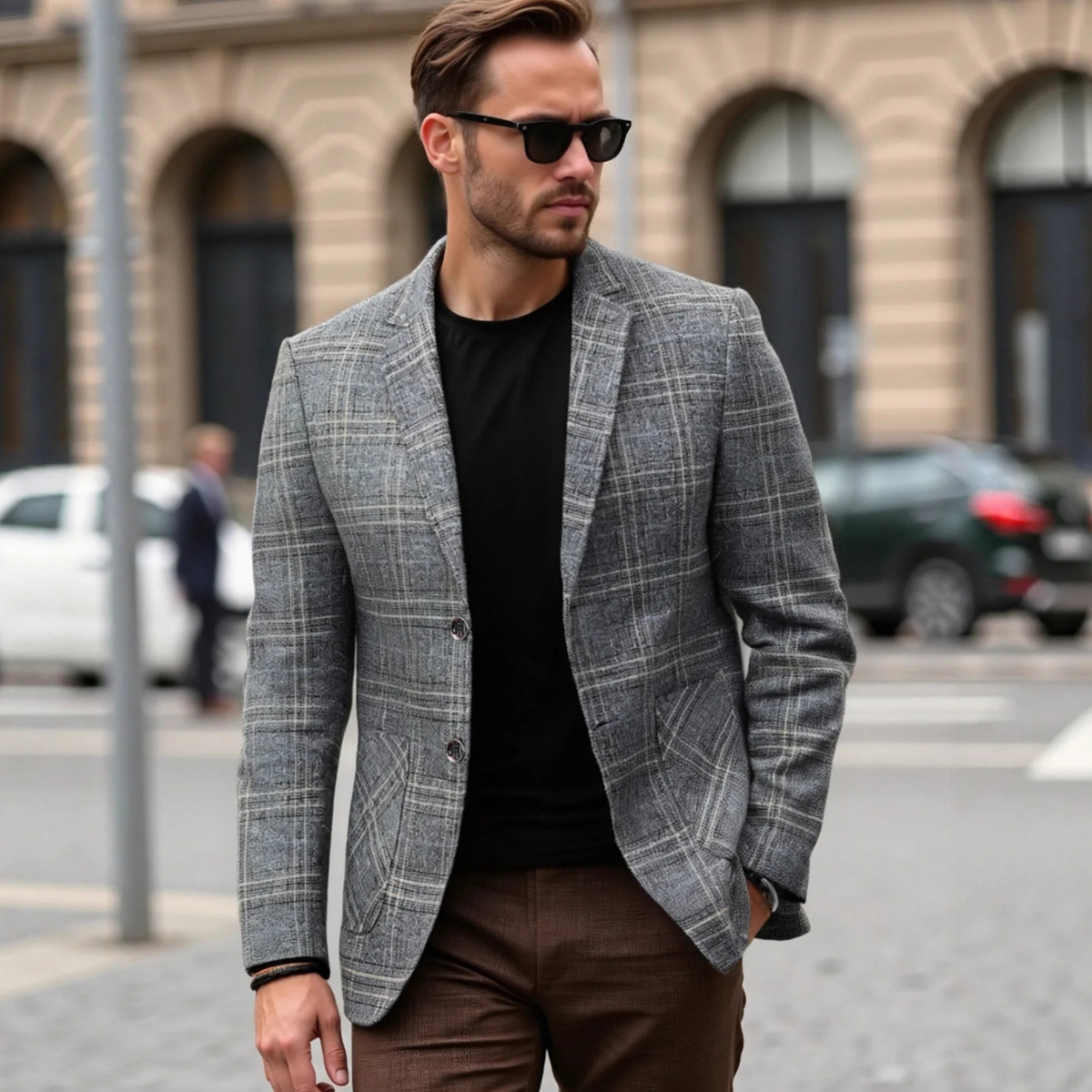 The Merrifield Men's Smart Casual Checked Lightweight Slim Fit Blazer