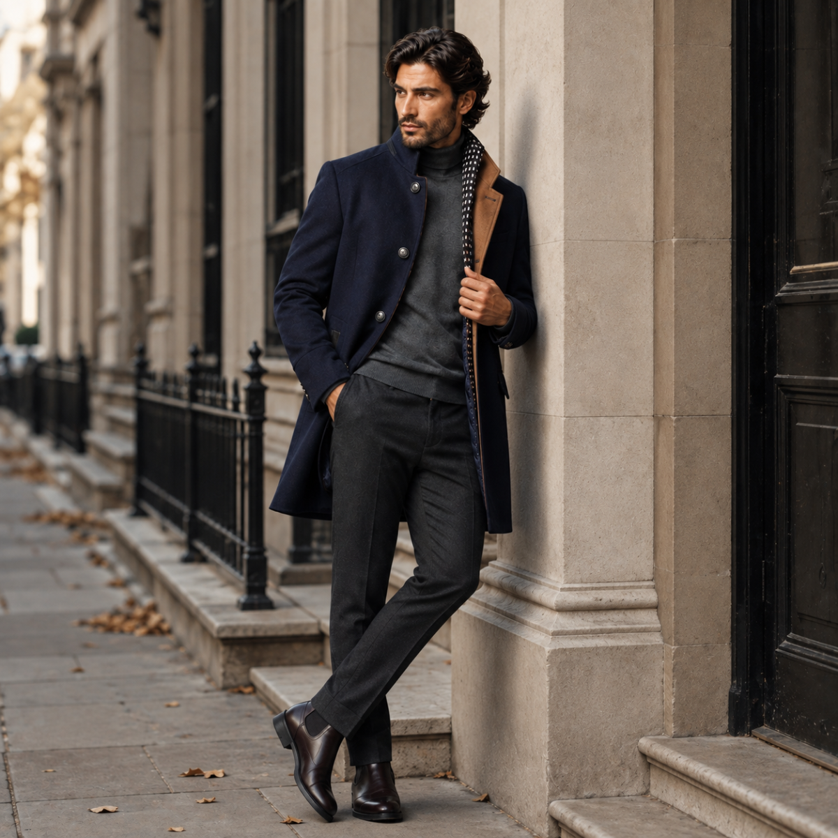 Men’s Elegant Classic Wool Coat with Quilted Lining