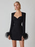 Women's Corset Mini Dress with Feather Cuffs