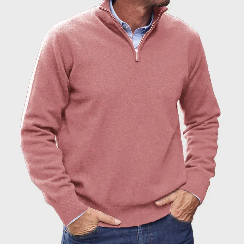 Cashmere sweater for men with zipper
