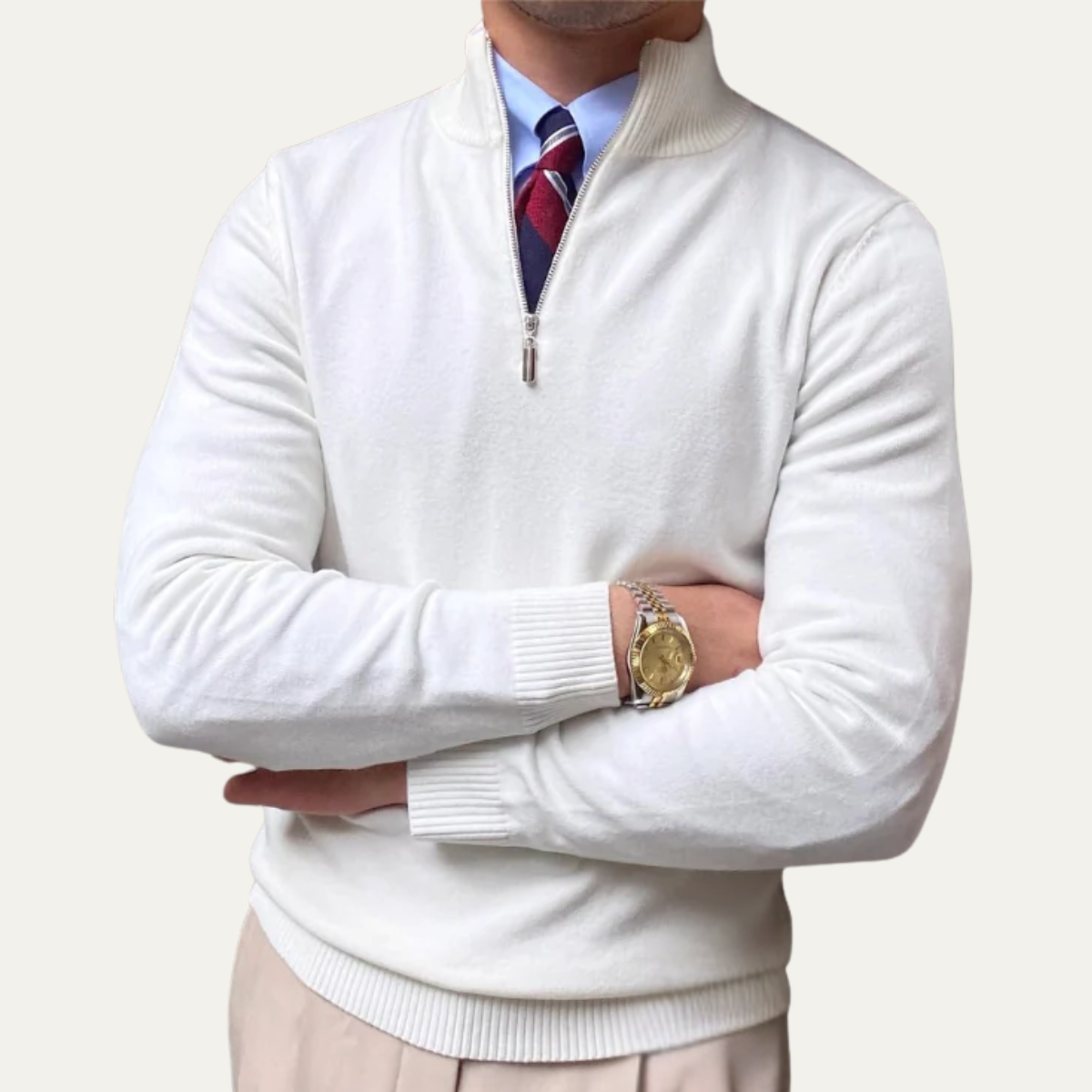 The Brookline Ridge Men's Mock Neck Half Zip Cashmere Sweater