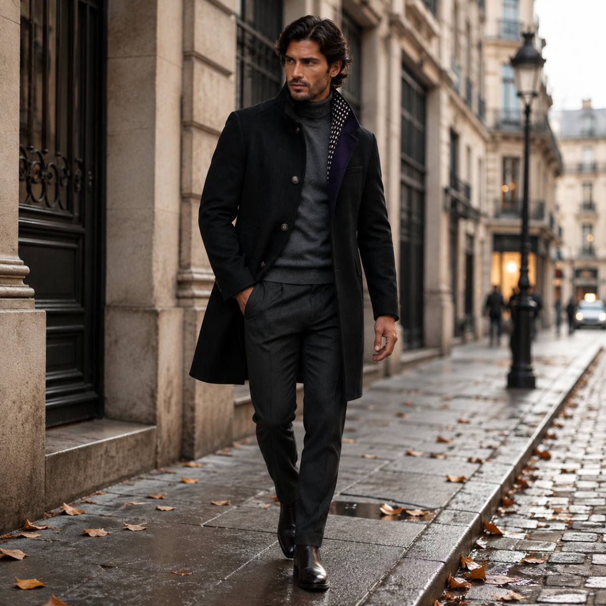 Men’s Elegant Classic Wool Coat with Quilted Lining
