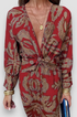 Women's Floral Midi Dress with Twist Waist