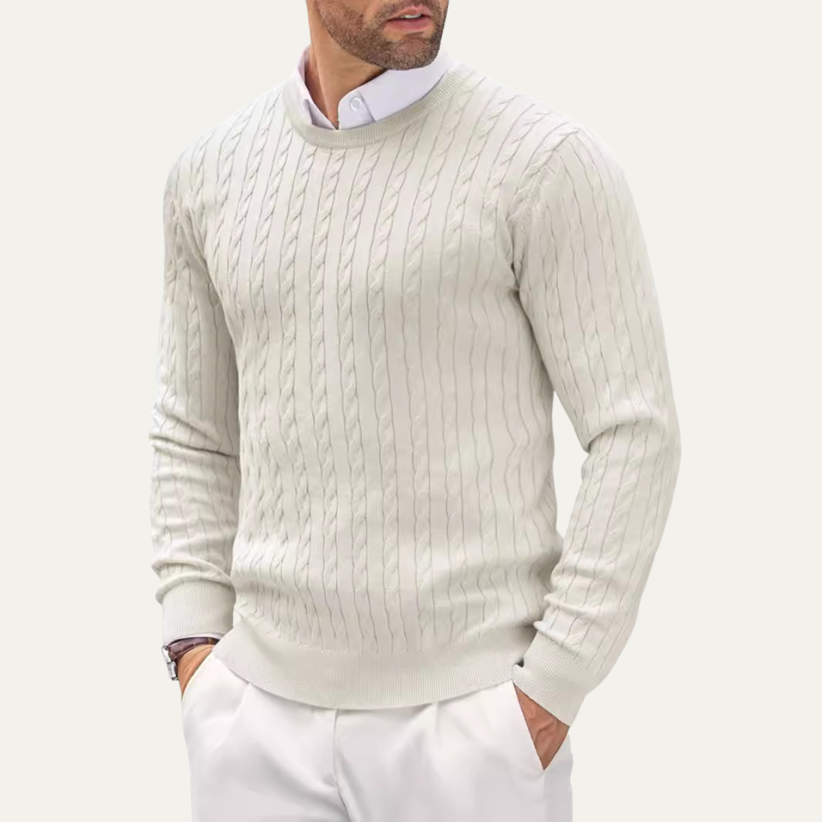 The Ashmont Ridge Men's Cable Knit Round Neck Winter Sweater
