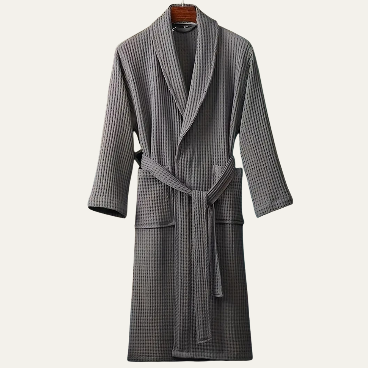 Men's Cotton Waffle Lightweight Spa Bathrobe with Belt