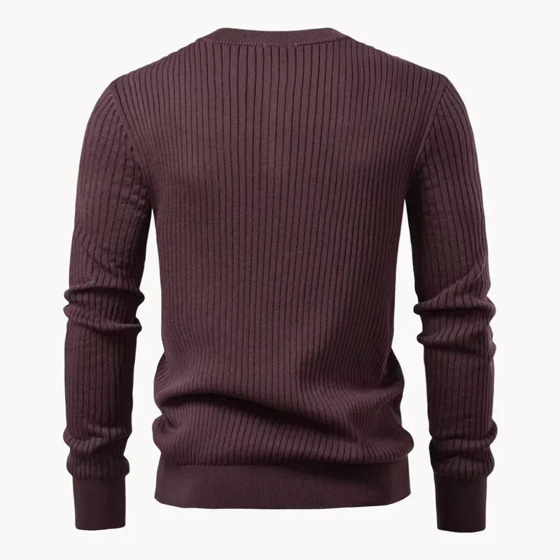 The Taormina Men's Ribbed Henley Knit Sweater