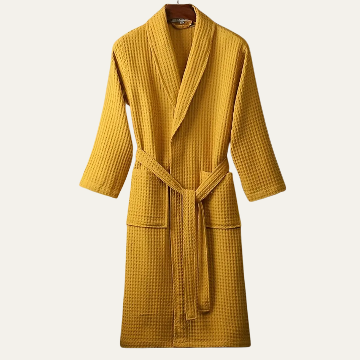 Men's Cotton Waffle Lightweight Spa Bathrobe with Belt