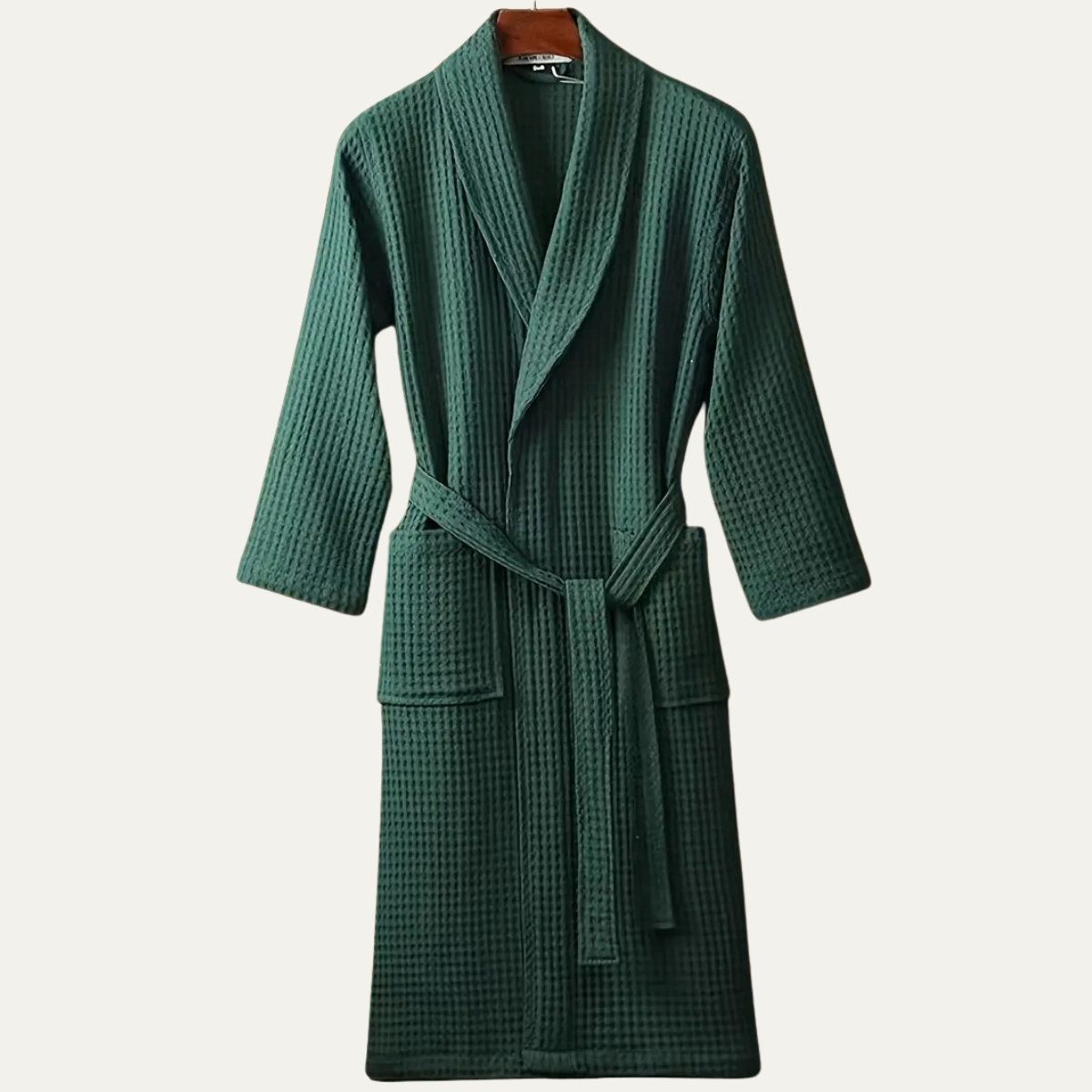 Men's Cotton Waffle Lightweight Spa Bathrobe with Belt