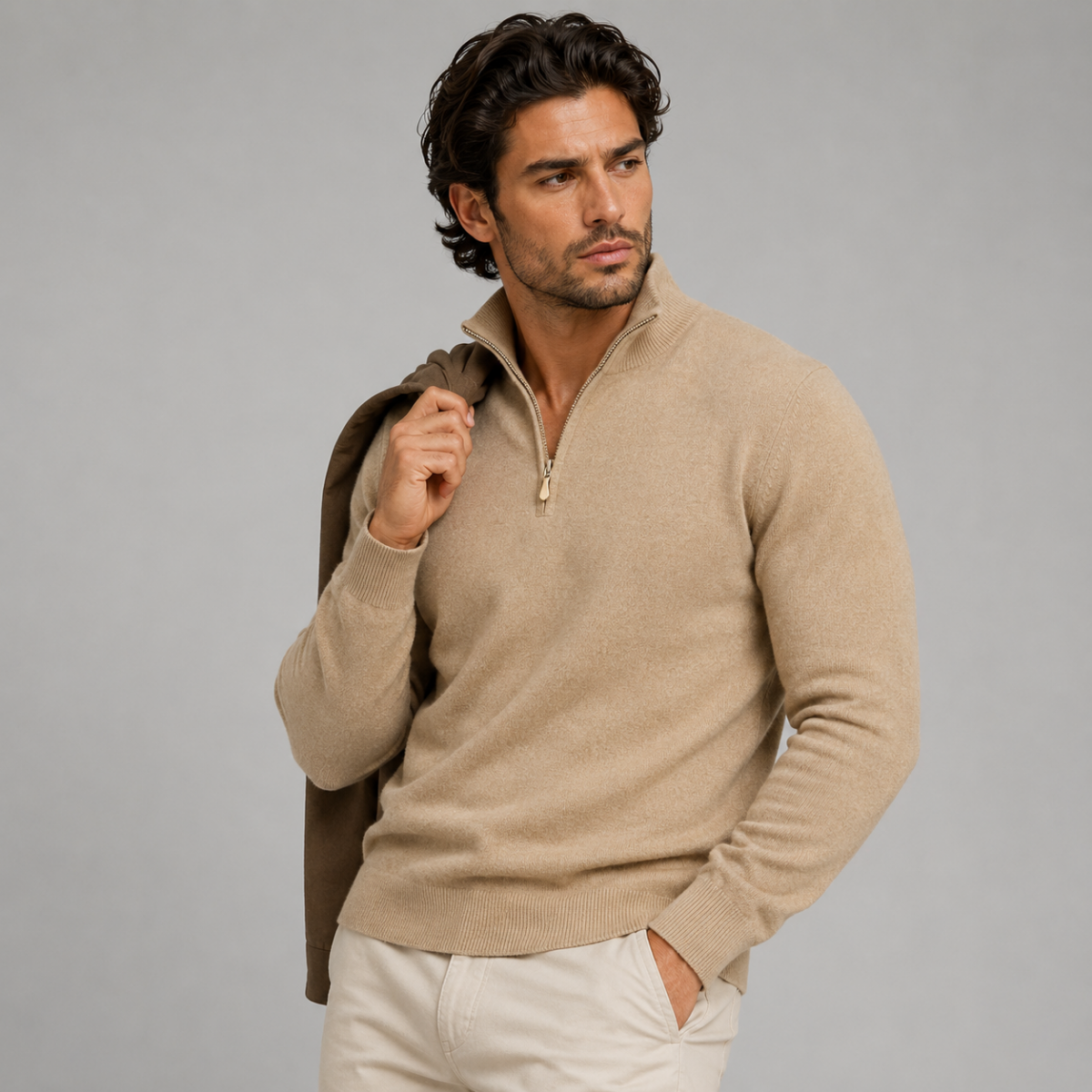 The Kidlington Men's Quarter Zip Lightweight Knit Sweater