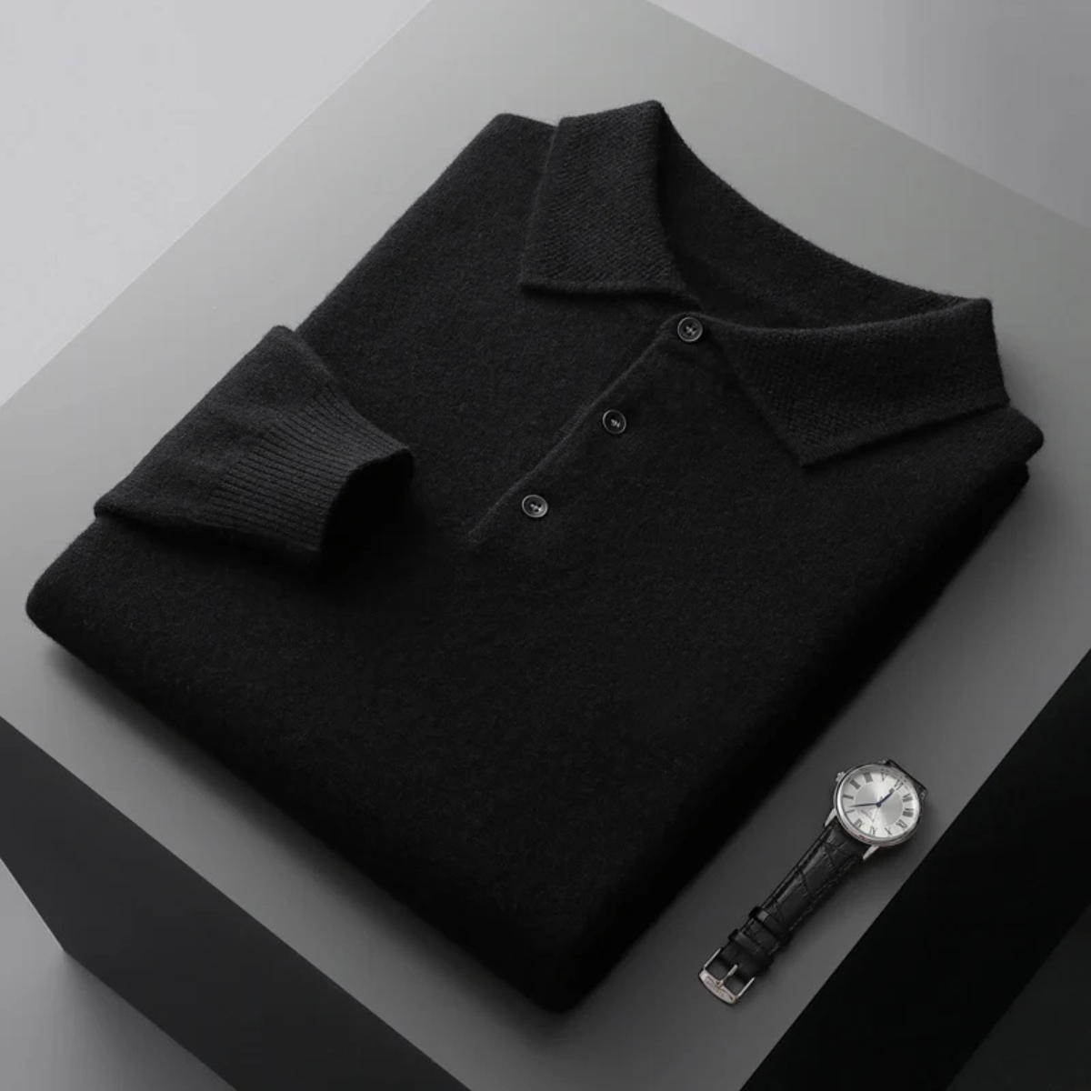 Men's Collared Knit Pullover – Wool Blend