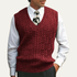 Men’s Warm Cable Knitted V Neck Sweater Vest