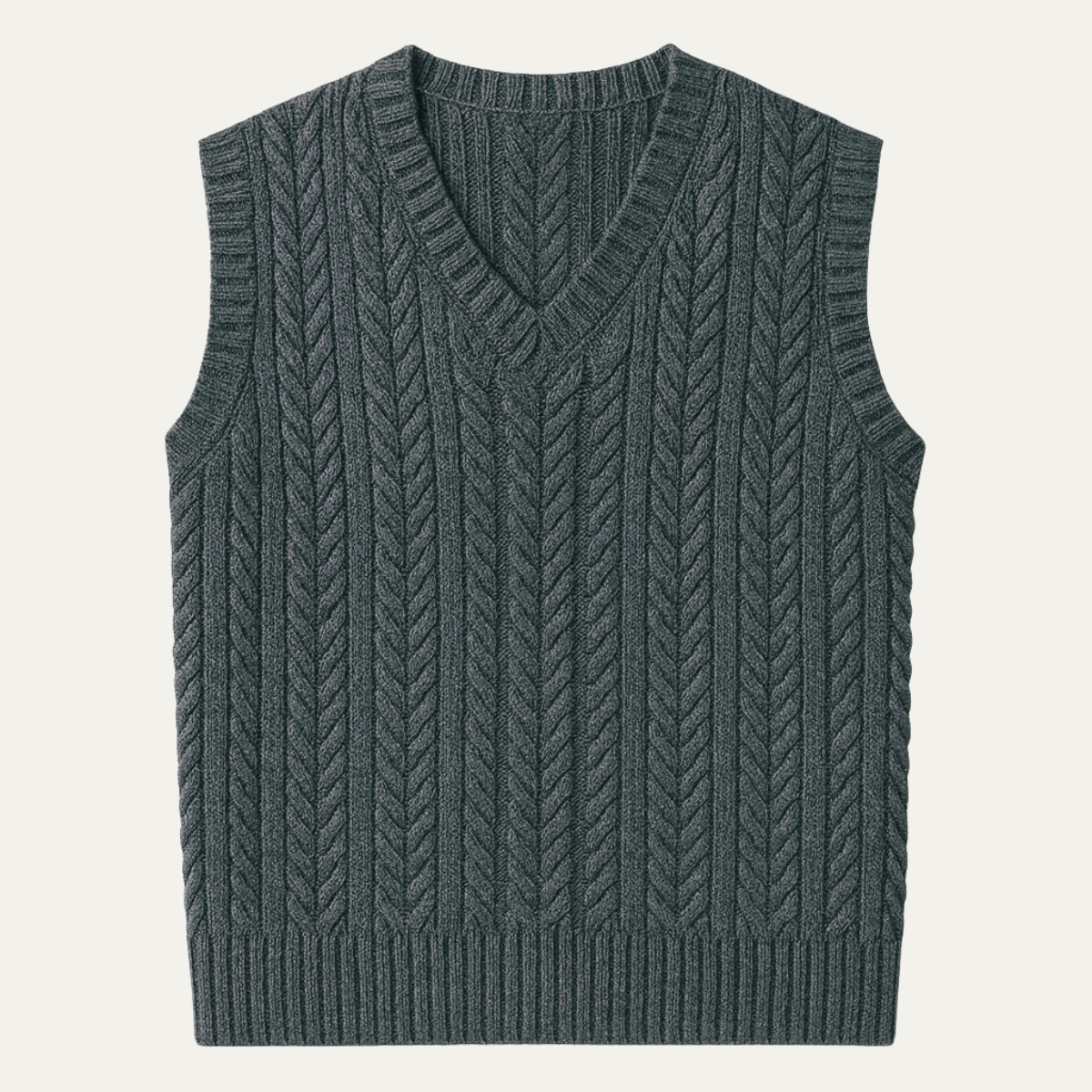 Men’s Warm Cable Knitted V Neck Sweater Vest