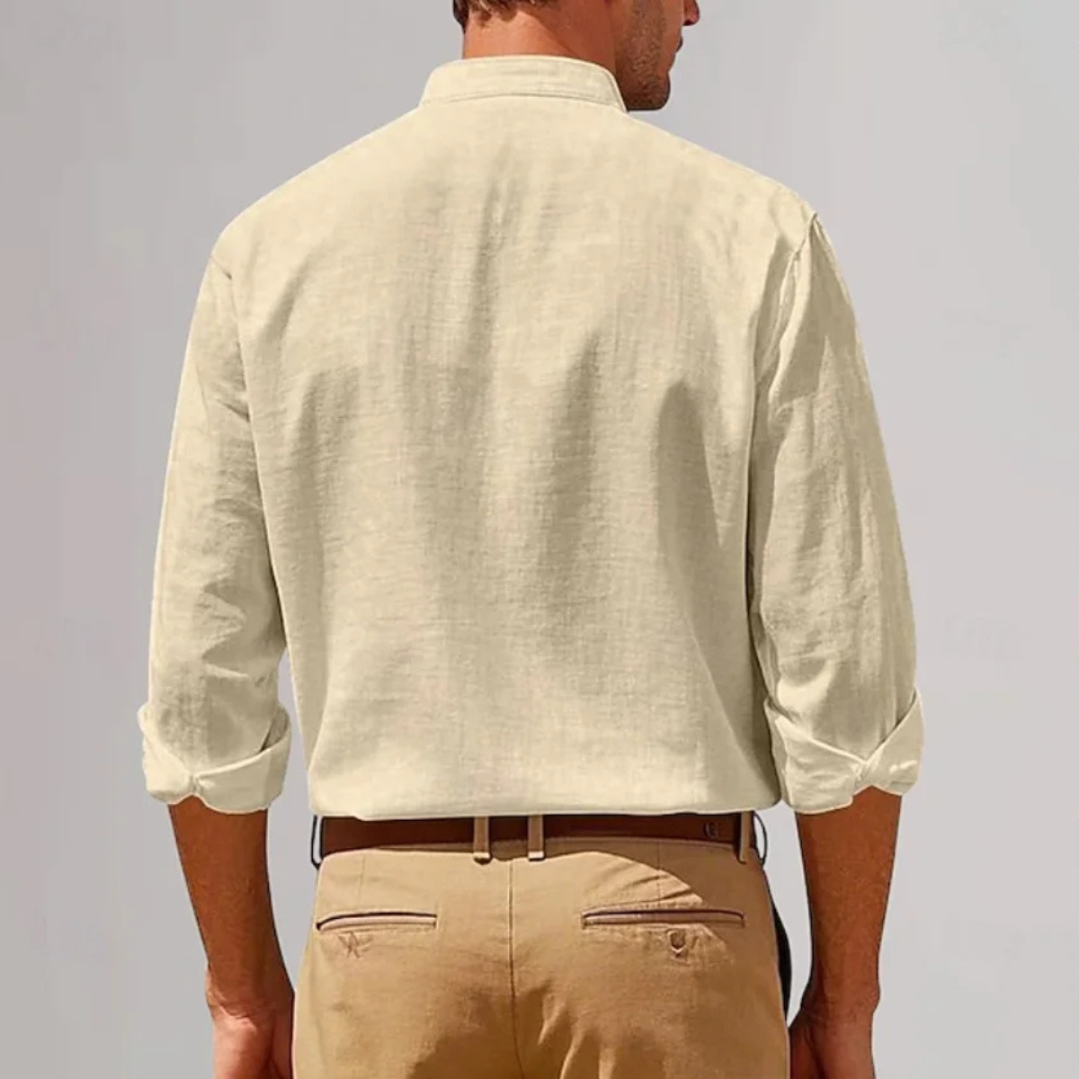 The Manly Men’s Casual Button Up Linen Long Sleeve Shirt with Pocket