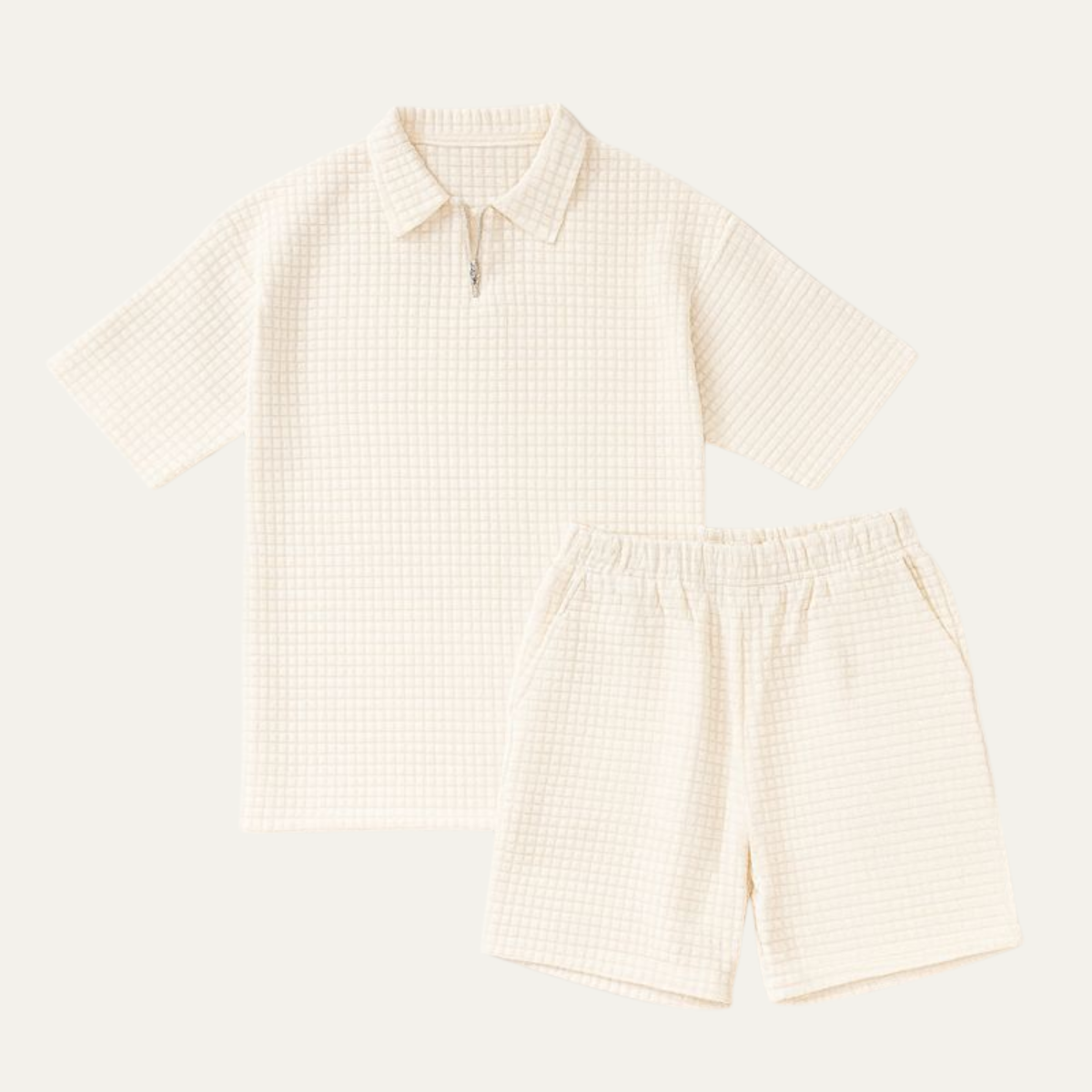 The Lane Cove Men’s 2 Piece Summer Textured Short Sleeve Shirt and Shorts Set
