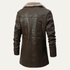 Men’s Button-Up Fur Lined Long Leather Winter Coat