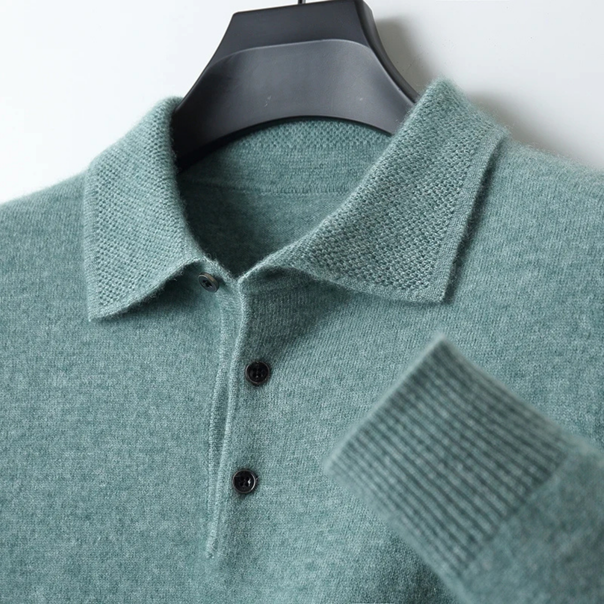 Men's Collared Knit Pullover – Wool Blend