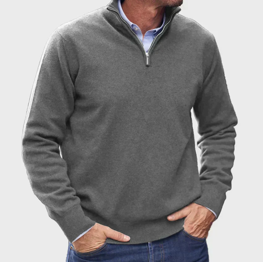 Cashmere sweater for men with zipper