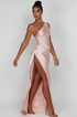 Women's Satin One Shoulder Maxi Dress