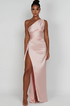 Women's Satin One Shoulder Maxi Dress