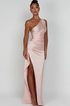Women's Satin One Shoulder Maxi Dress