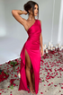 Women's Satin One Shoulder Maxi Dress