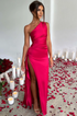 Women's Satin One Shoulder Maxi Dress