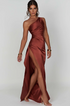 Women's Satin One Shoulder Maxi Dress