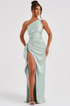 Women's Satin One Shoulder Maxi Dress