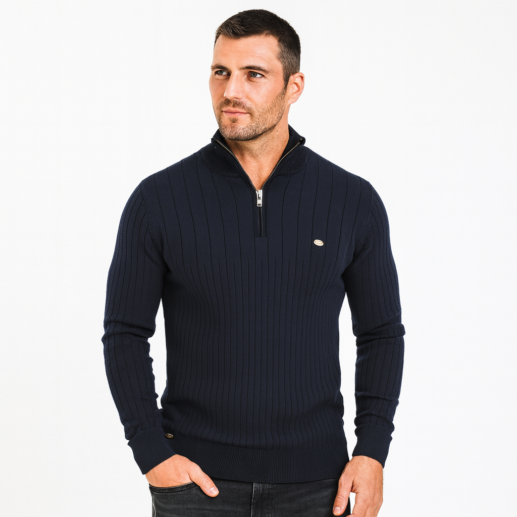 Ribbed Zip-Neck Men’s Sweater