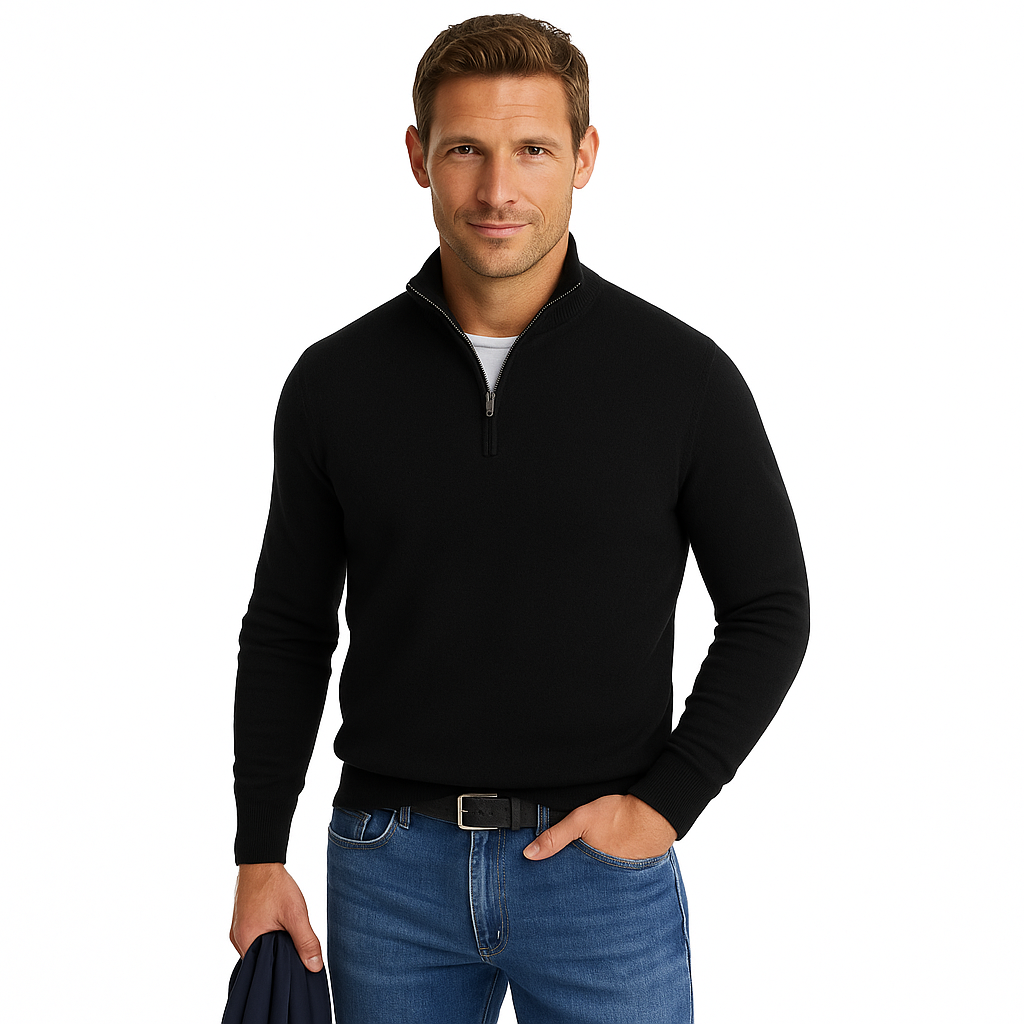 Men's V-Neck Sweater with Zipper