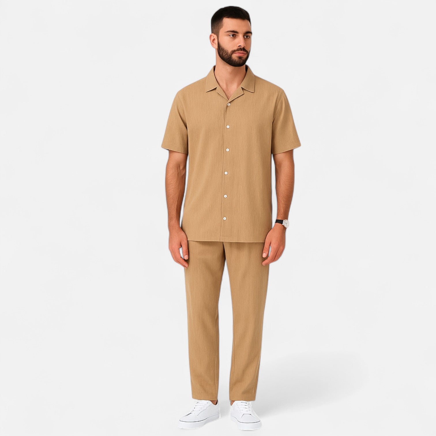 Men’s Long Two-Piece Set – Relaxed Refinement, All-Season Versatility