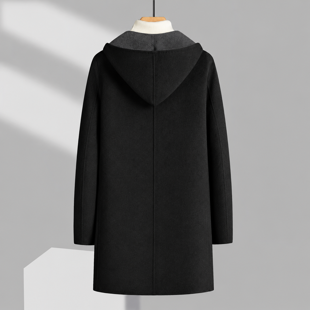 Men's Wool Coat with Hood – Mid Length