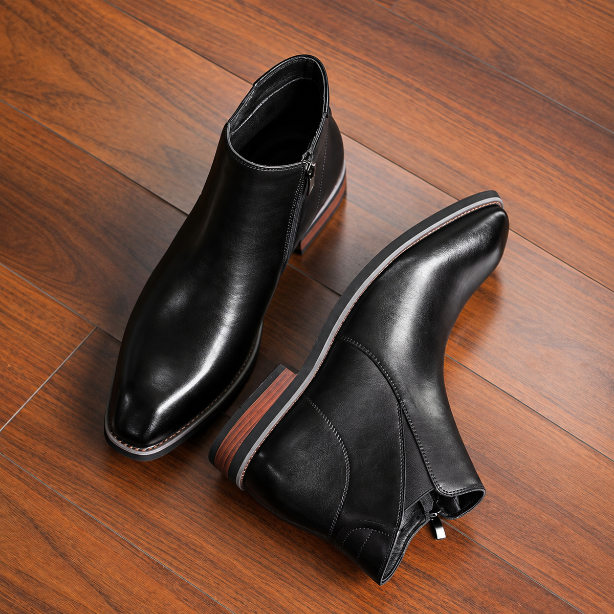 Men's Zip Up Ankle Boots – Leather Look