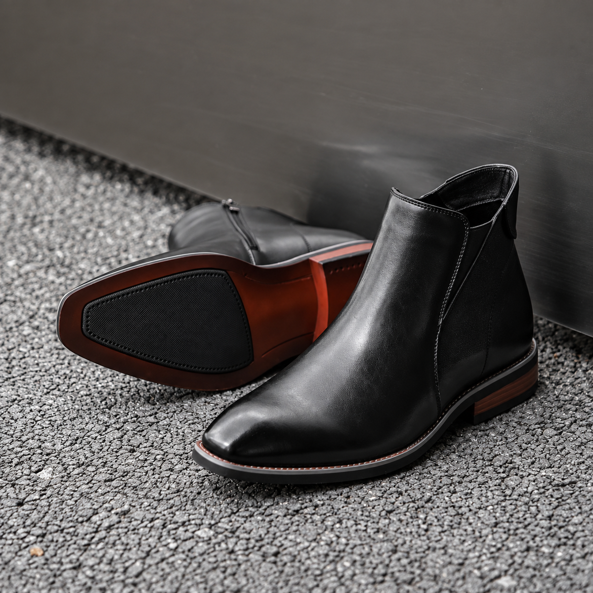 Men's Zip Up Ankle Boots – Leather Look