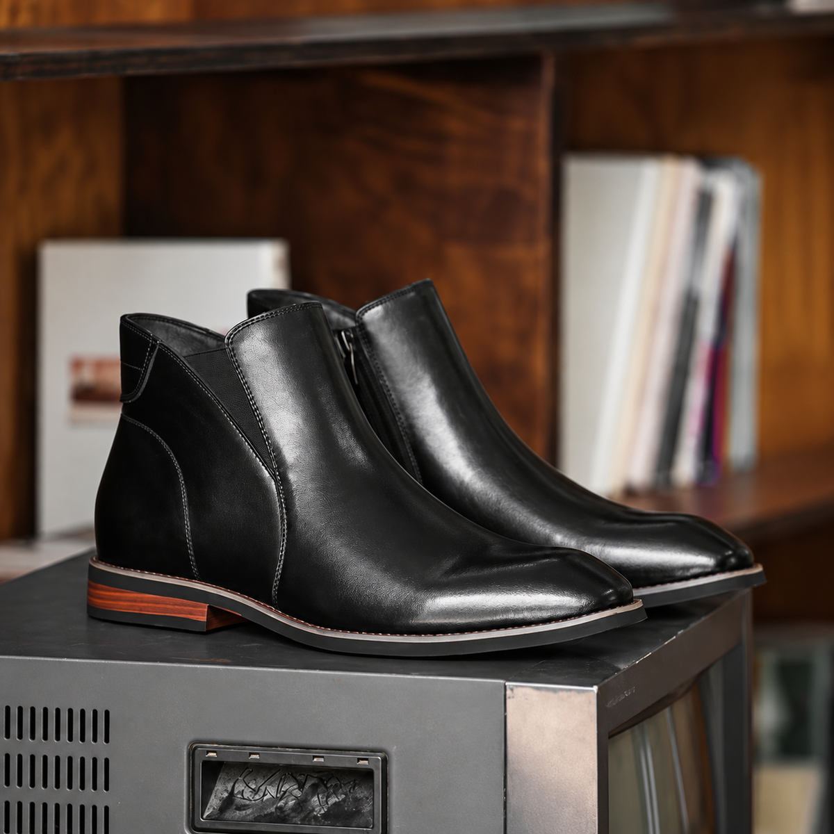 Men's Zip Up Ankle Boots – Leather Look