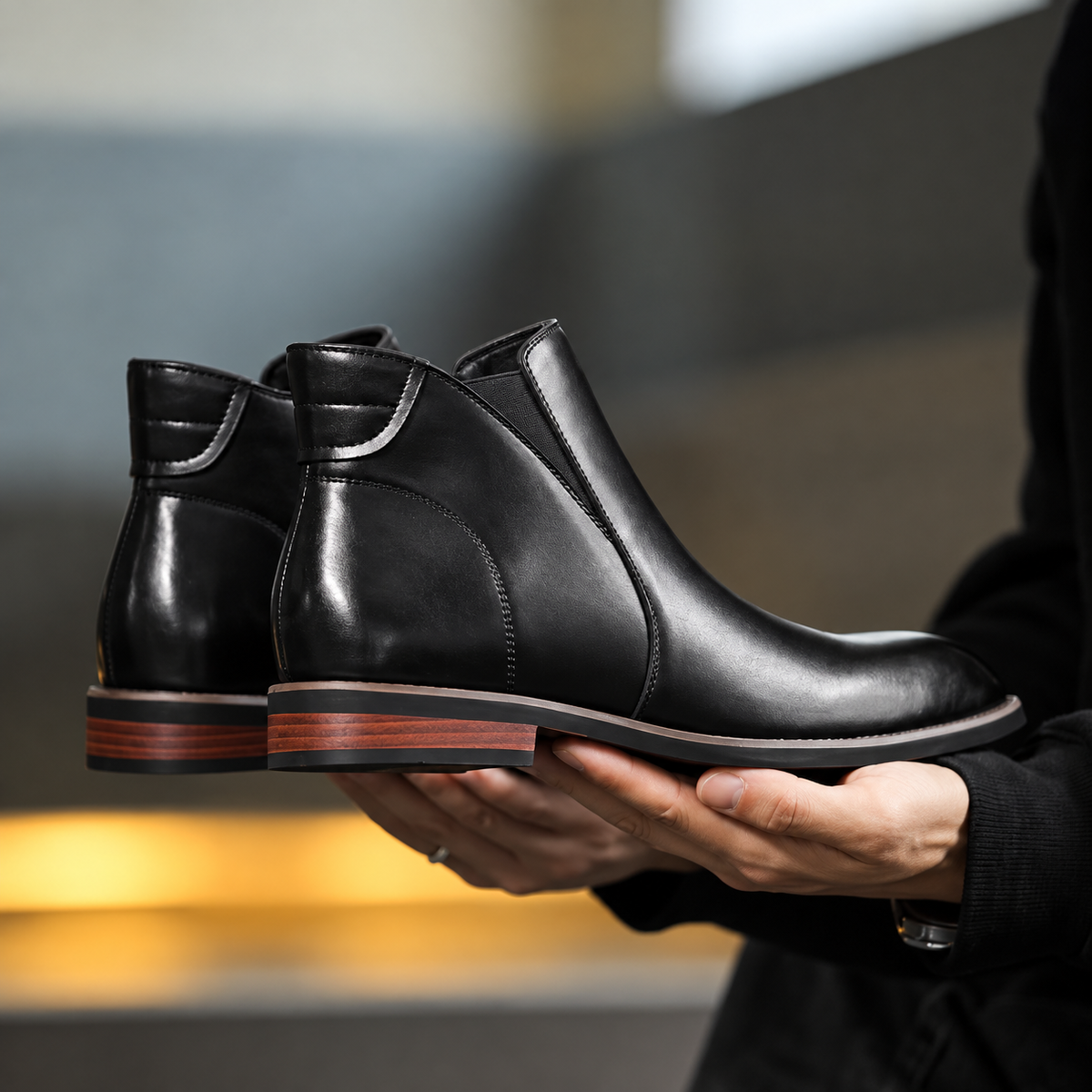 Men's Zip Up Ankle Boots – Leather Look