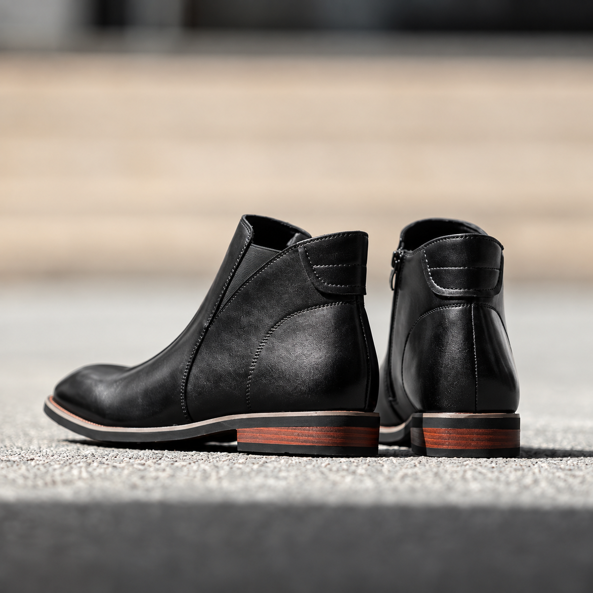 Men's Zip Up Ankle Boots – Leather Look