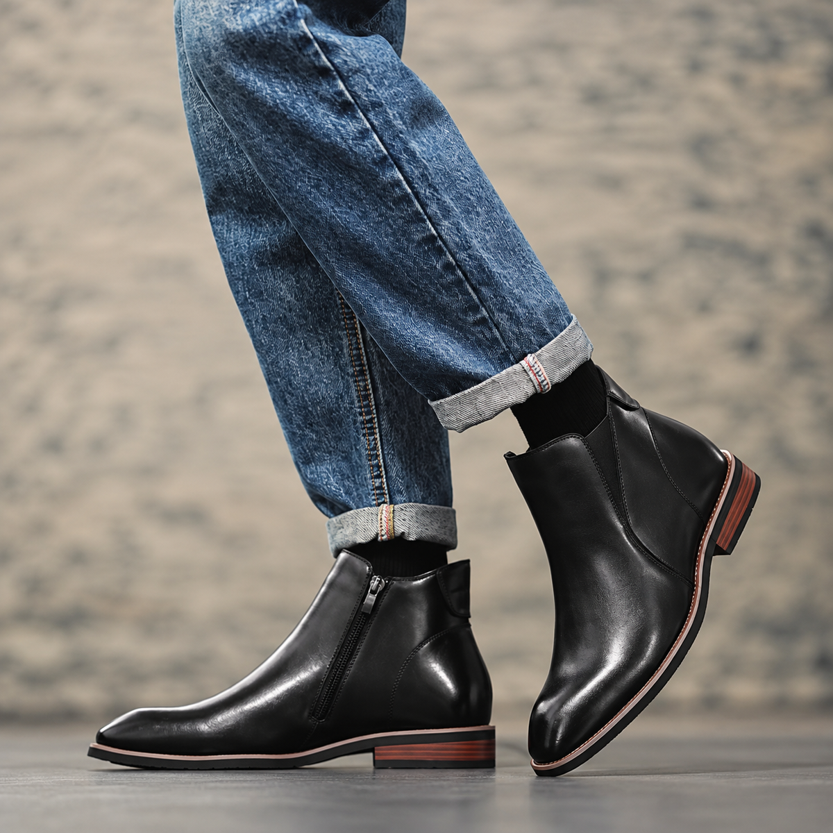 Men's Zip Up Ankle Boots – Leather Look