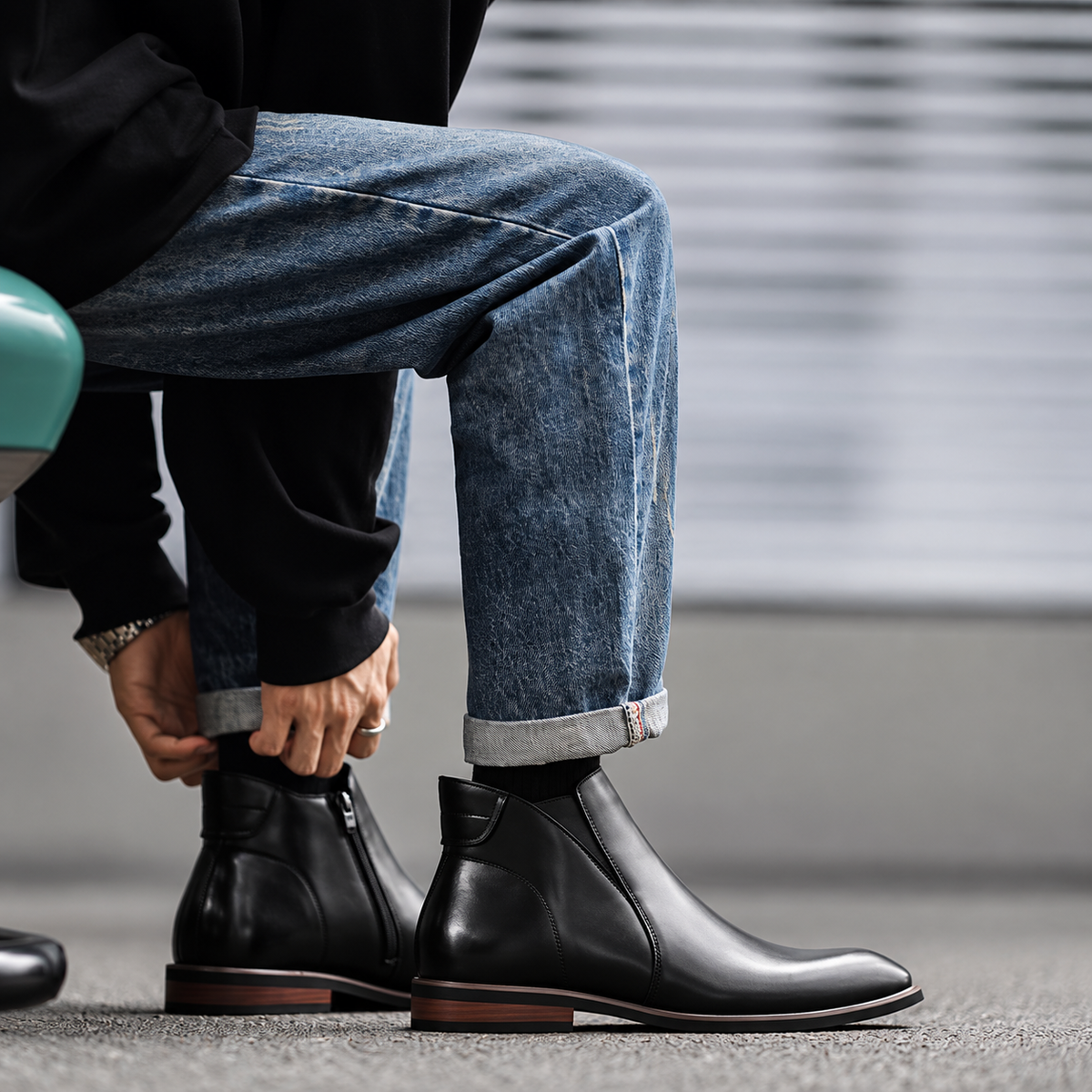 Men's Zip Up Ankle Boots – Leather Look