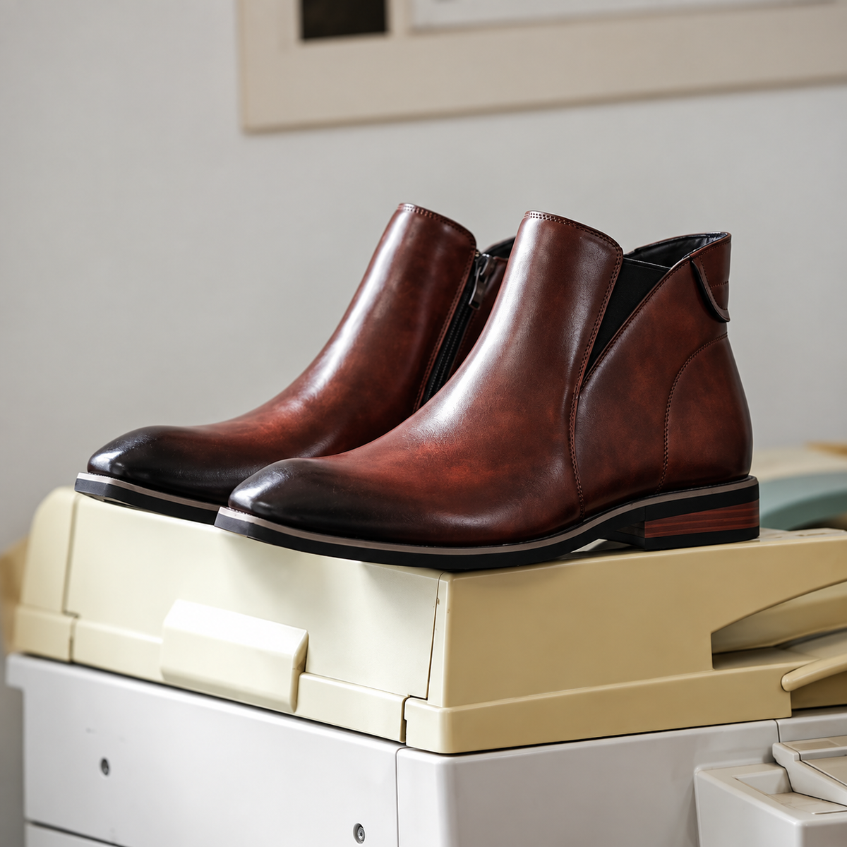Men's Zip Up Ankle Boots – Leather Look