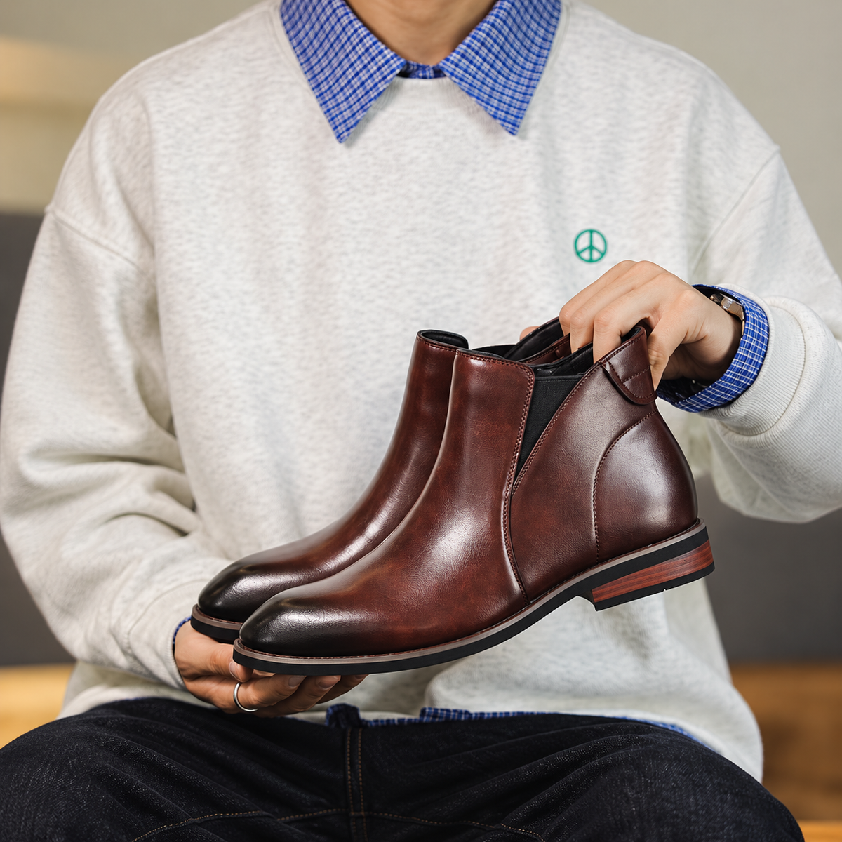 Men's Zip Up Ankle Boots – Leather Look