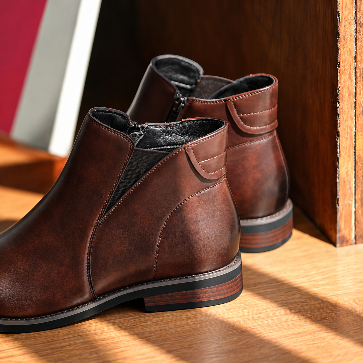 Men's Zip Up Ankle Boots – Leather Look