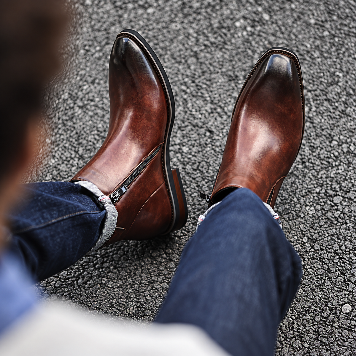 Men's Zip Up Ankle Boots – Leather Look